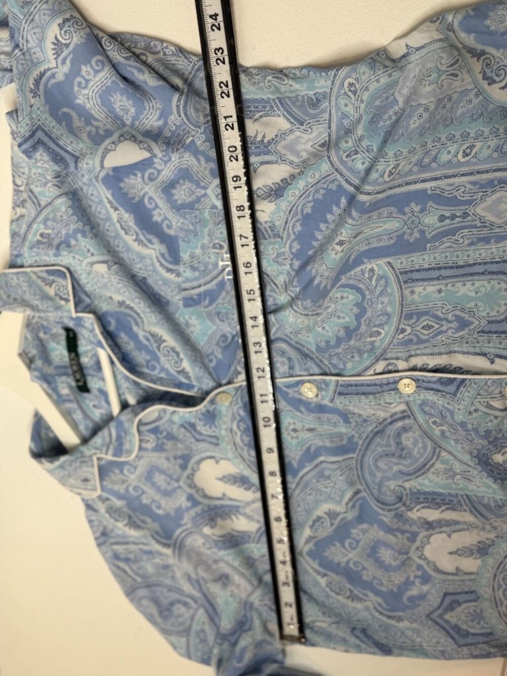 Lauren Ralph Lauren Women's Blue Paisley Button Front Pajama Sleep Top XL - Picture 13 of 13